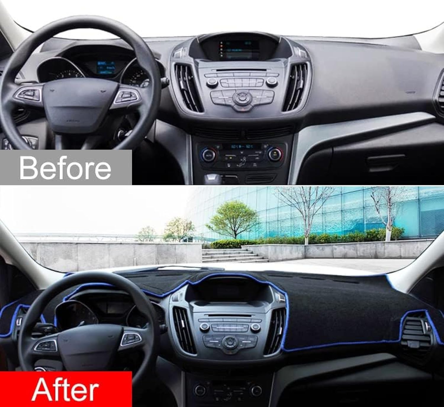 BIVVI Car Dashboard Cover Mat,for Ford Kuga 2 MK2 Escape 2013 2014 2015 2016 2017 2018 2019 Anti-Slip Mat Dashboard Cover Pad Interior Accessories
