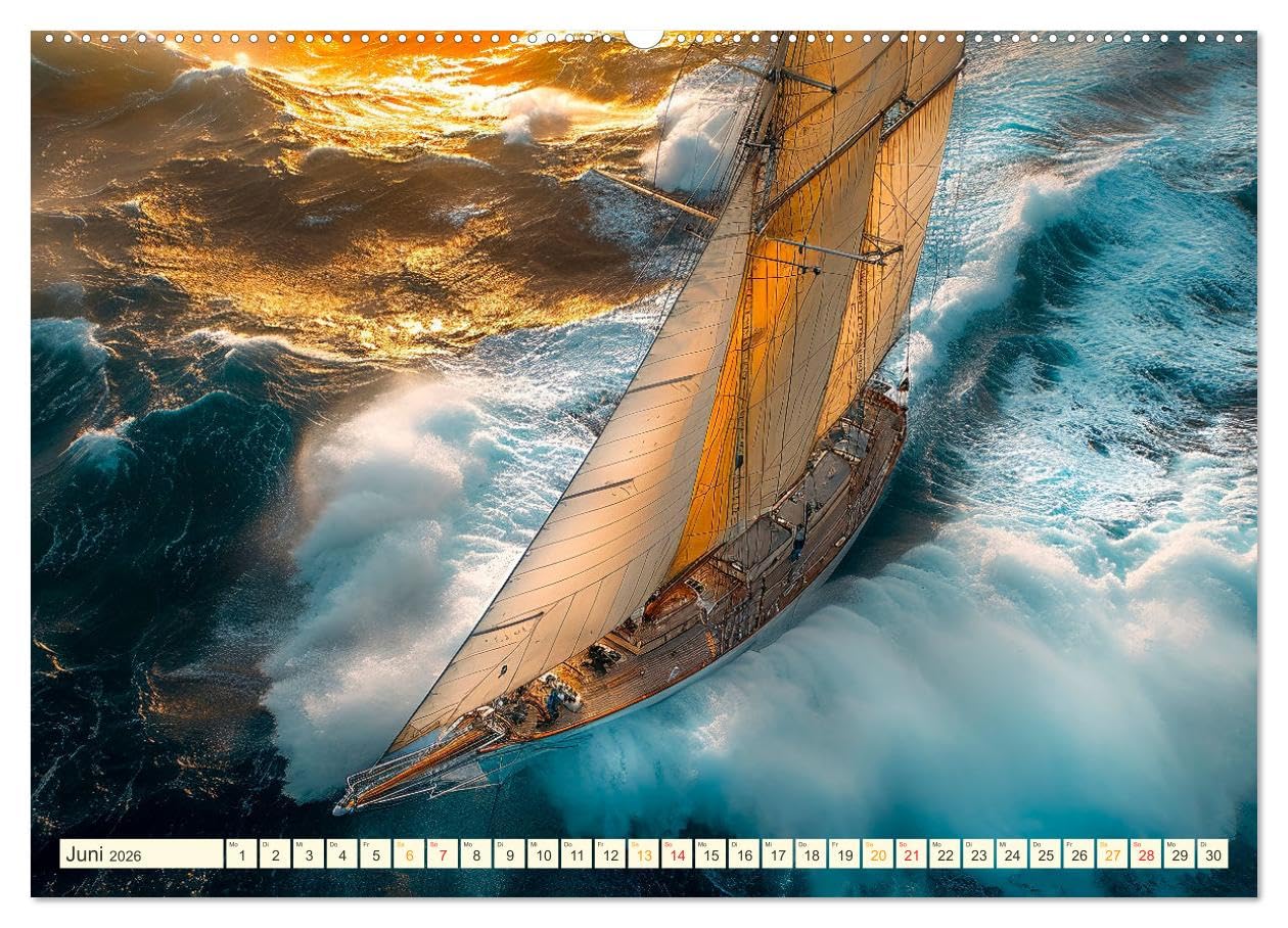 Segeln - schöne Momente (hochwertiger Premium Wandkalender 2026 DIN A2 quer), Kunstdruck in Hochglanz: Sonne, Wind und Wellen bis zum Horizont. (CALVENDO Sport)