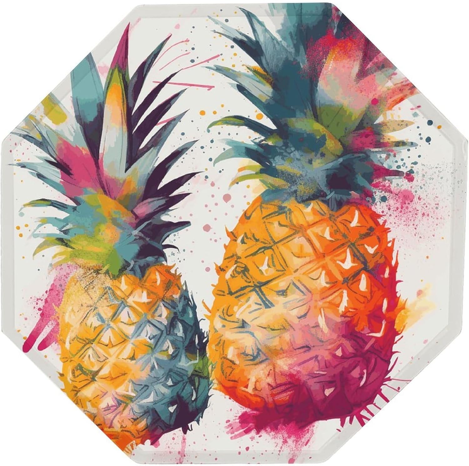 Ctagon Metal Sign for Home, Modern Display Plate for Kitchen, Tropical Fruit Watercolor Pineapple Plates Accent Hanging Wall Decorations 3PCS for Living Room, Bedroom, Hallway, Hotel