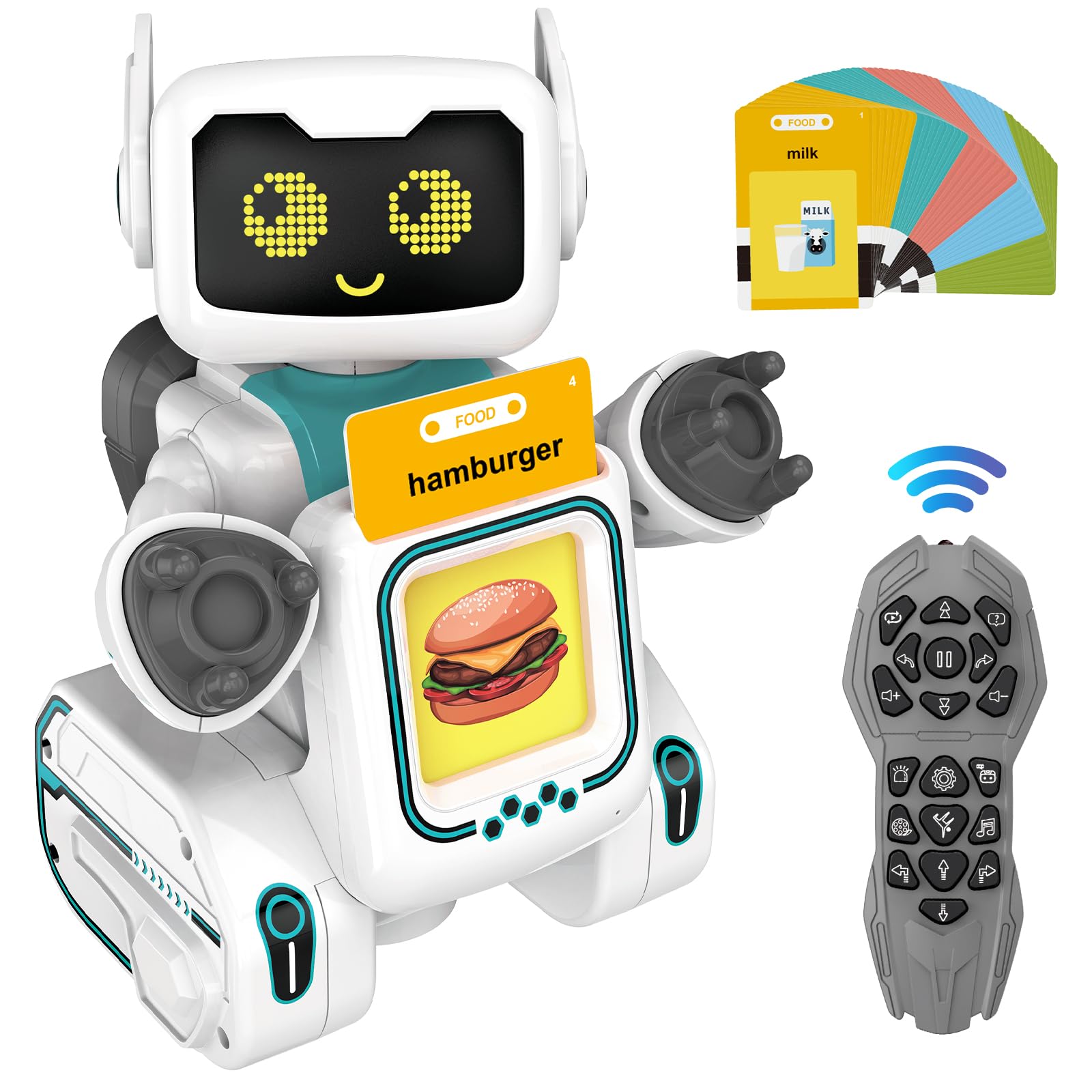 Robot Toys for Kids 5-7, Interactive Remote Control Robot Toys with Talking Flash Cards, Walks, Sings Dances, Sight Words Flash Cards Kindergarten Robots Toy Perfect Learning Gift for Boys, Girls