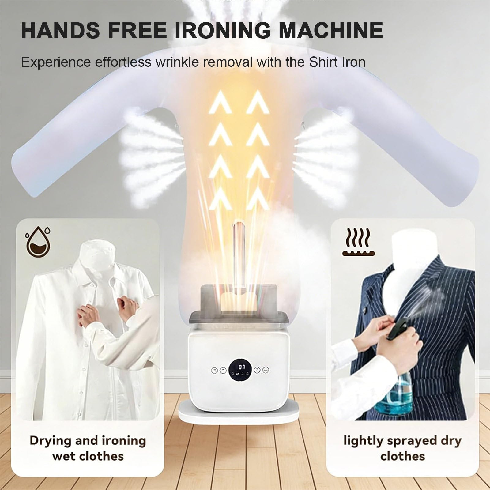 Ferro Stiro ad Aria Calda Automatici Stira Camicie Gonfiabile Automatico Asciugatrice per Vestiti e Dispositivo Antirughe per Camicie per Abbigliamento Scarpe, 360° Asciugatura Set-B