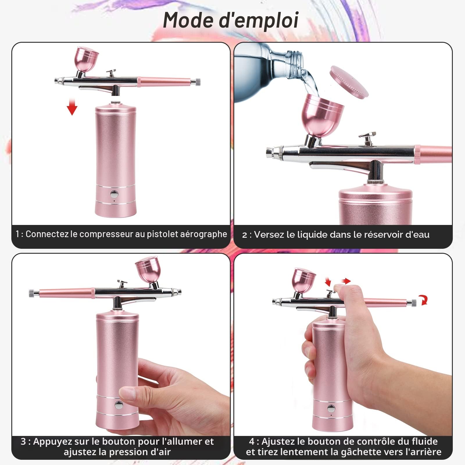 Airbrush-Kit Rechargeable Cordless Airbrush Compressor - Auto Handheld Airbrush Gun, Airbrush Set Portable Wireless Air Brush for Barber, Nail Art, Cake Decor, Makeup, Model PaintingTKTX Tattoo cream