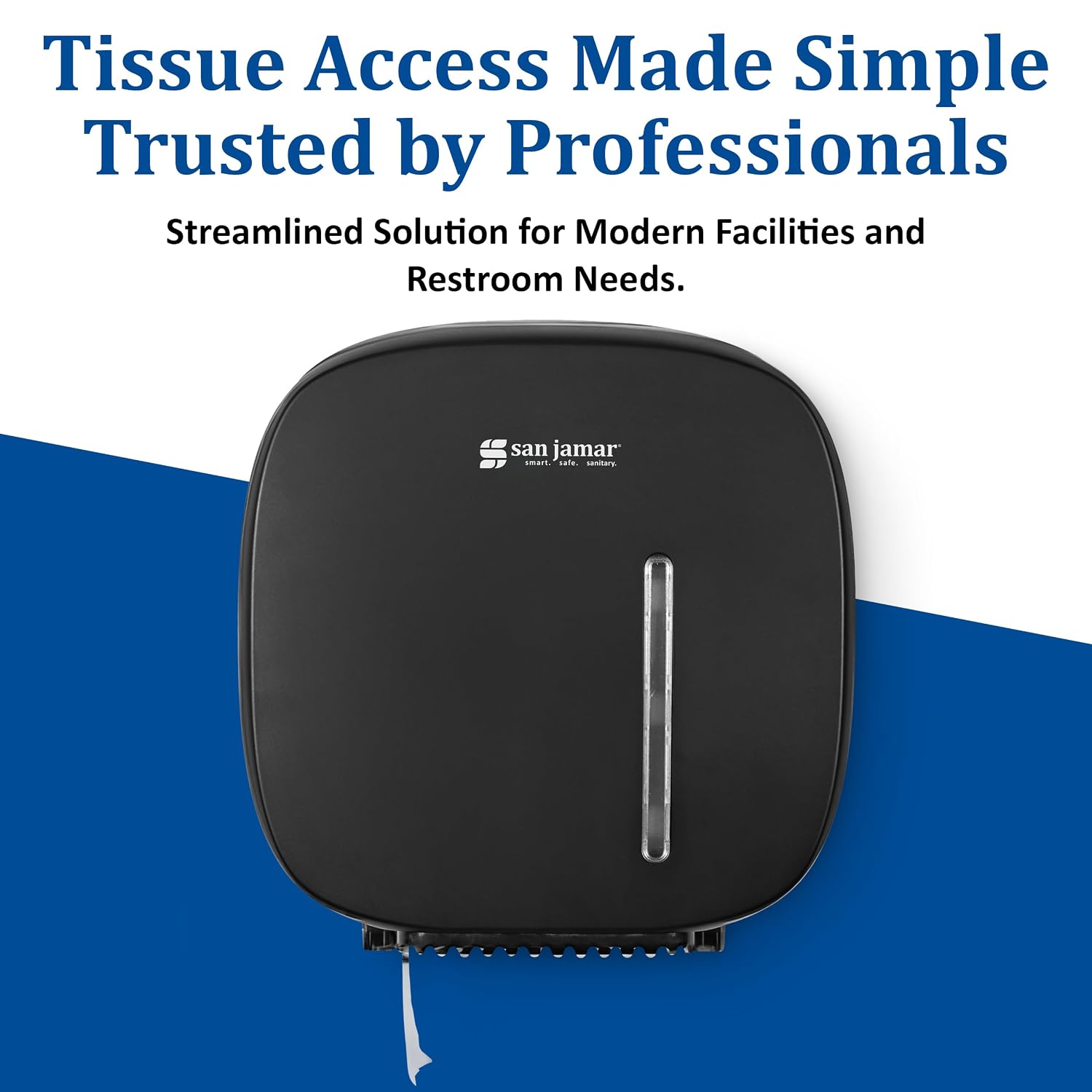 San Jamar Timeless Jumbo Tissue Dispenser, Single Roll Holder with 9" Roll Capacity, Durable Construction with Viewing Window for Commercial Bathrooms & Restrooms, Black