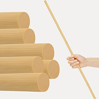 6PCS Bamboo Dowel Rods 5/8” x 48” Long – Round Wooden Dowels for Crafts DIY and School Projects Natural Unfinished Craft Wood Sticks for Crafting and Decor Smooth Surface Birch Alternative