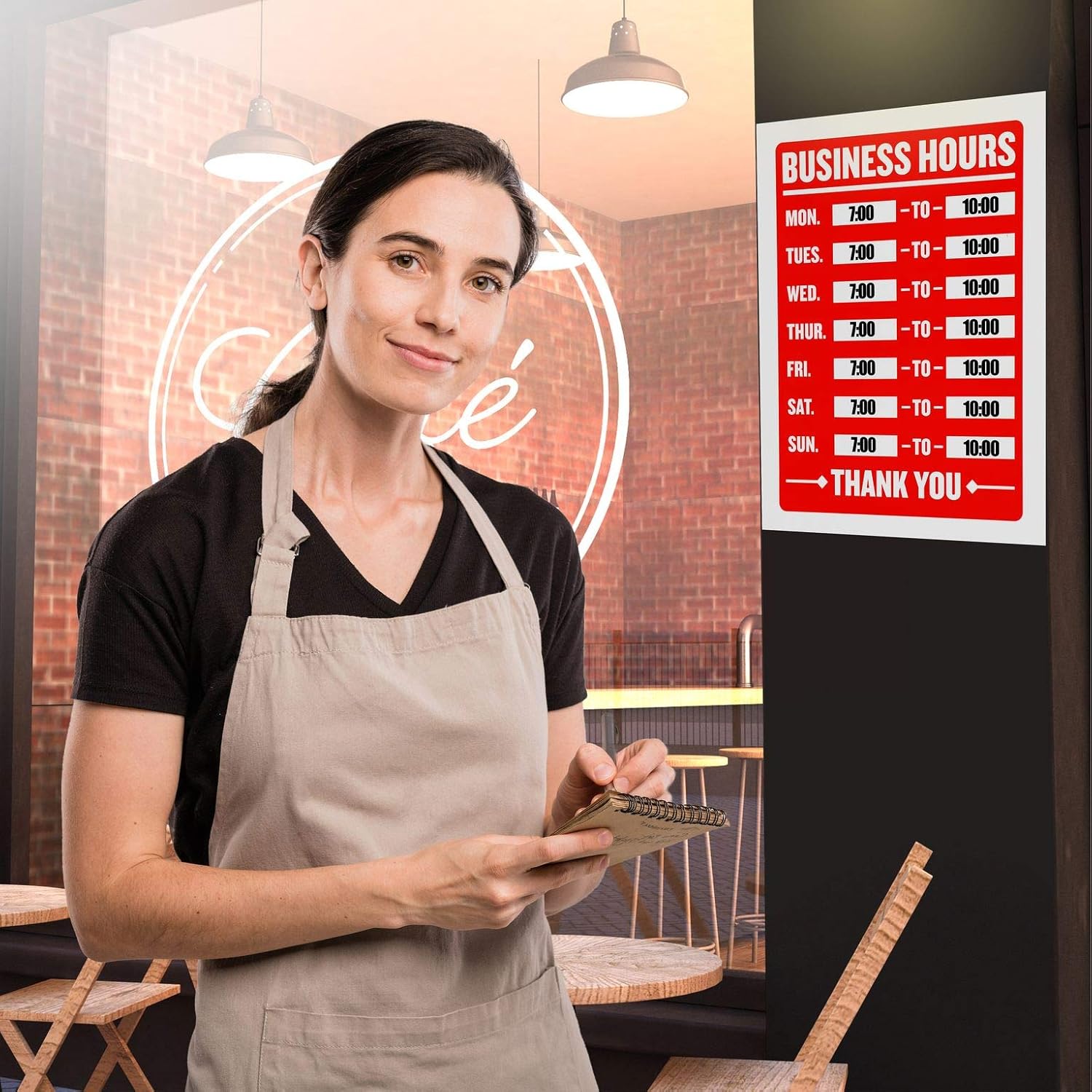 Business Hours Sign - Red and White with space for fill in, Waterproof Flexible Plastic, Scratch Resistant, 9 x 12 Inches, Signboard for Businesses, Restaurants (Pack of 4) - By Hespex : Office Products