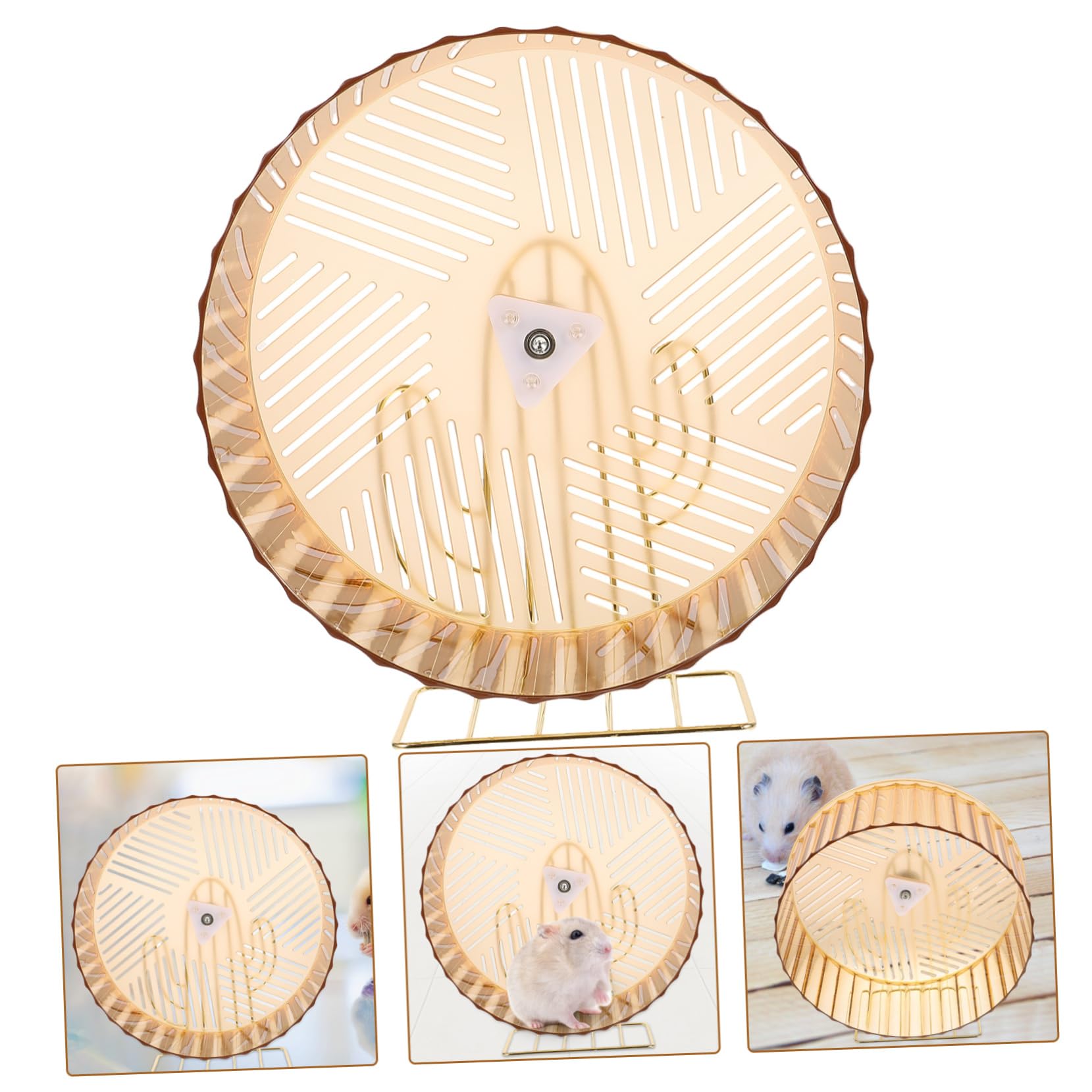 COLLBATH Rueda de Hámster Soporte Estable y Base Antideslizante, Rueda Silenciosa de Plástico y Aleación para Ejercicio en Jaulas de Mascotas Pequeñas Color Aleatorio