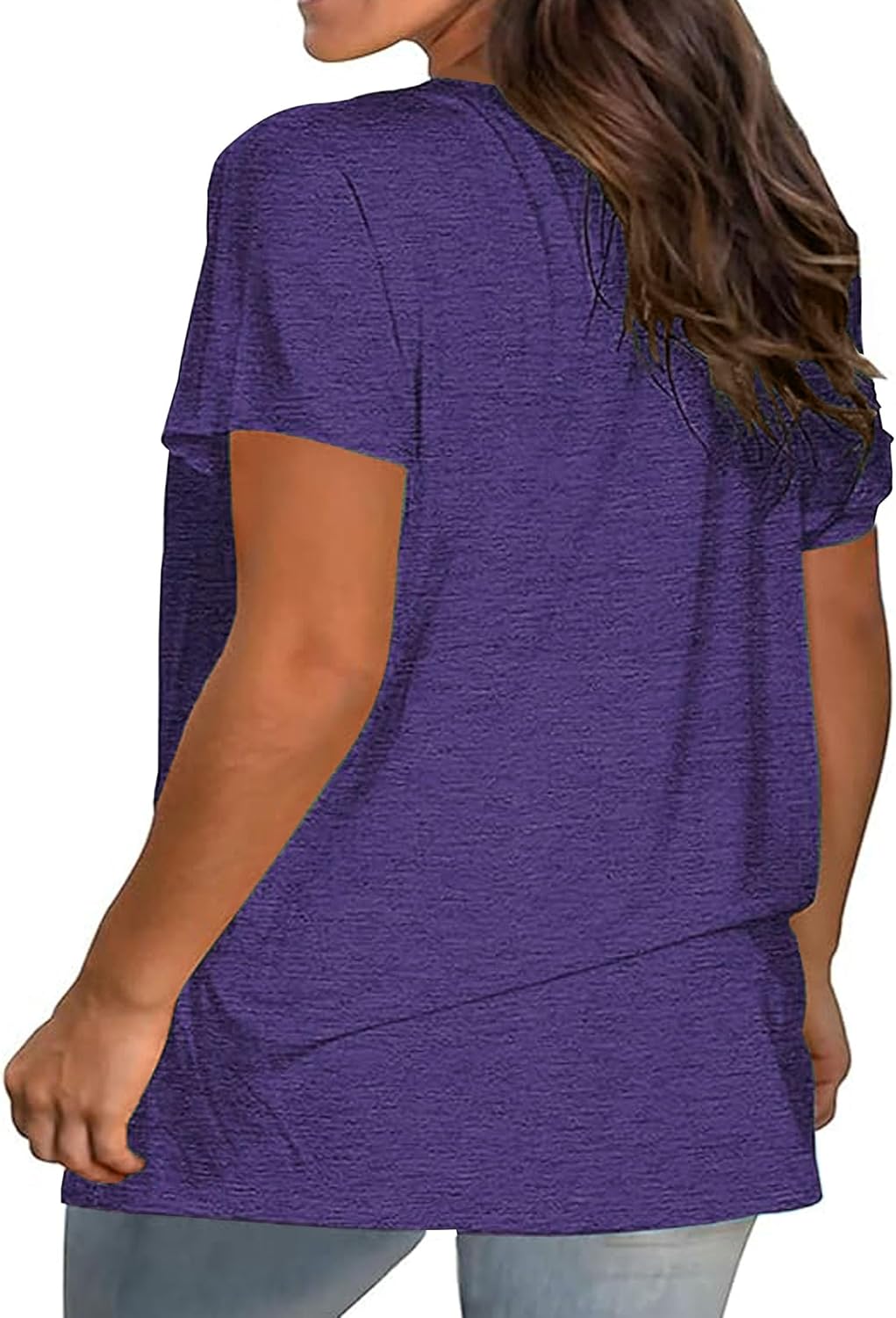 Kancystore Women's Plus Size V Neck T Shirts Short Sleeve Tops Casual Summer Tshirts Loose Fit Tees XL-5X - Image 3