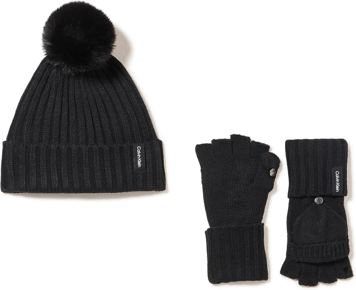 Women's Cozy 2 Piece Knit Beanie and Hat Set