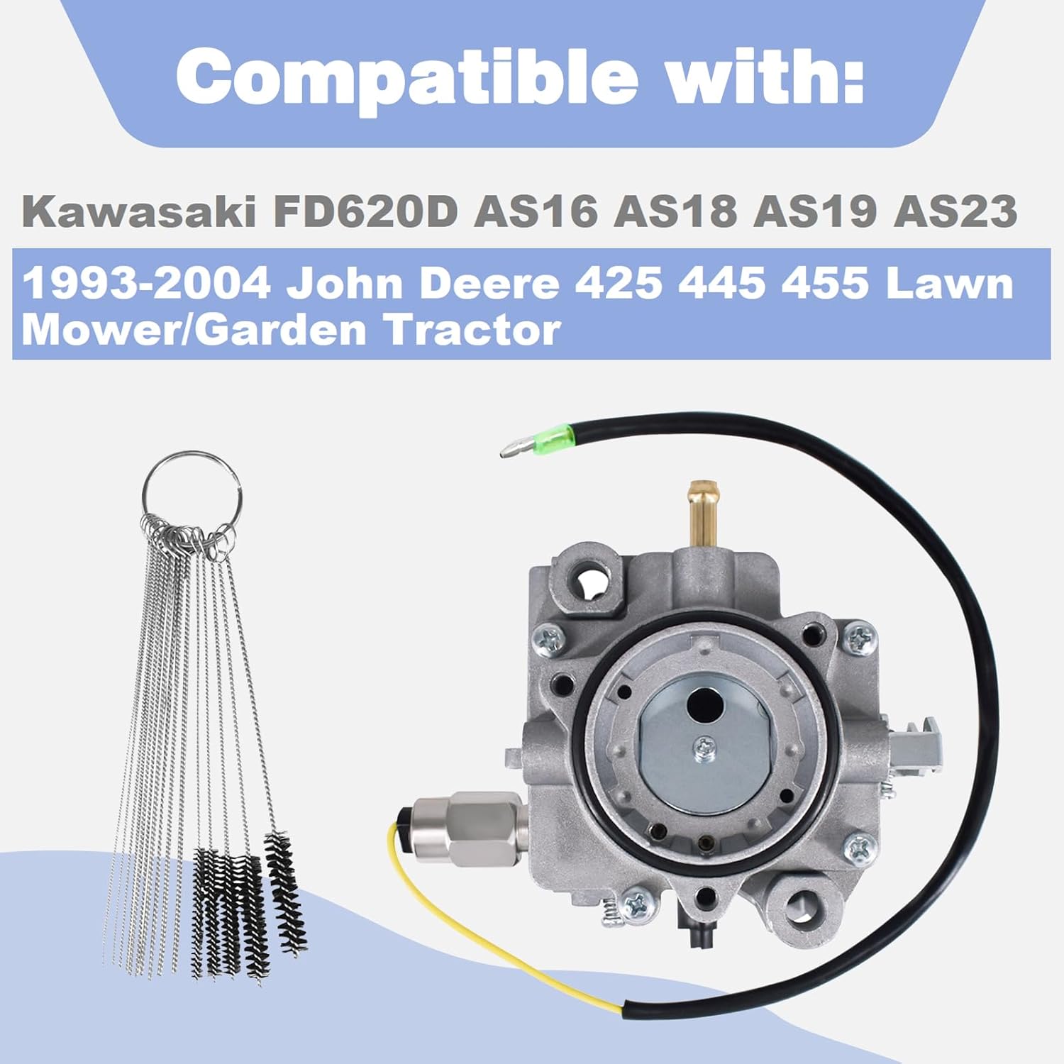 15004-0799 Carburetor Kit Fits for Kawasaki FD620D AS16 AS18 AS19 John Deere 425 445 455 Replaces 15004-2067 15003-2634 MIA11386 MIA12362