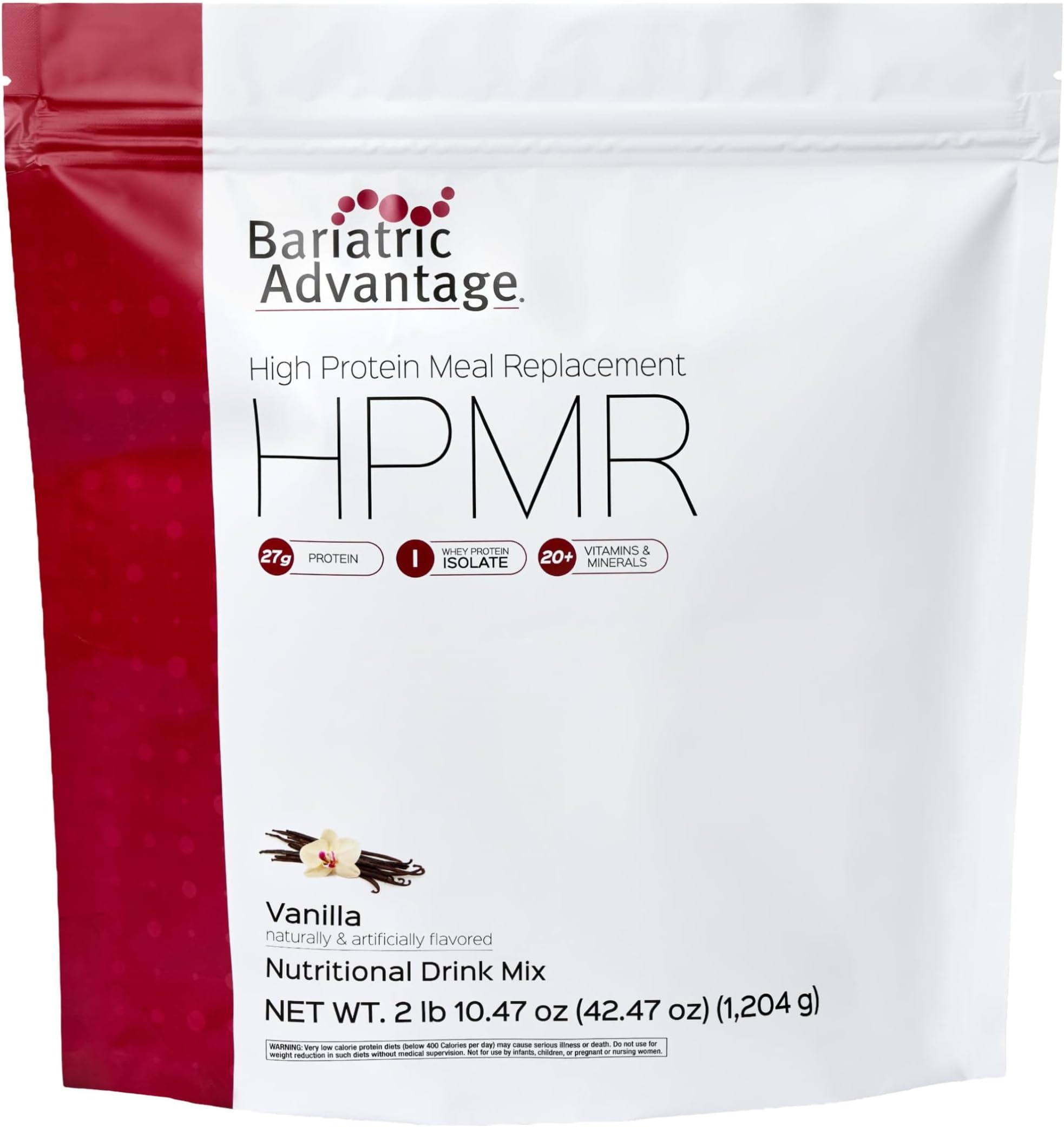 High Protein Meal Replacement Drink Mix, Protein Powder Whey Isolate for Gastric Bypass and Sleeve Gastrectomy Patients, 27g Protein, Lactose Free - Vanilla - 28 Servings