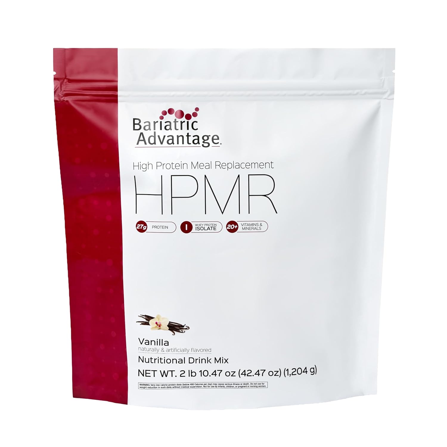 Bariatric Advantage High Protein Meal Replacement Drink Mix, Protein Powder Whey Isolate for Gastric Bypass and Sleeve Gastrectomy Patients, 27g Protein, Lactose Free - Vanilla - 28 Servings