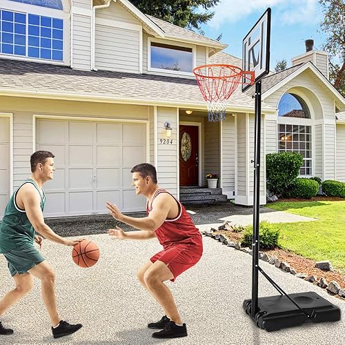 Miniatura 9 de Aro de baloncesto portátil para exteriores, altura ajustable de 7 pies a 10 pies para adultos y adolescentes