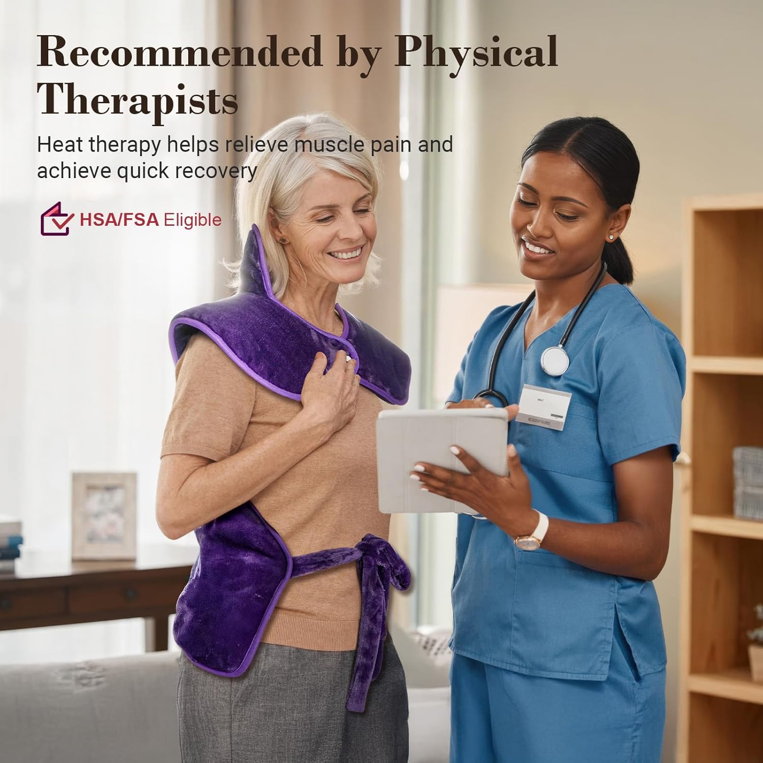 Heating Pad for Back Pain Relief, FSA Eligible HSA, Electric Heating Pads for Back Neck Shoulders, Wearable Large Heat Pad, Christmas Gifts for Mom Women Dad Men, ETL Certified, 24” x 33”, Purple - Image 8