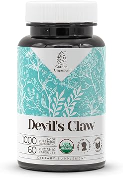 Devil's Claw USDA Organic 60 Capsules | High-Potency Natural Supplement | Certified Organic Vegetarian Capsules and Organic Devil's Claw (Harpagophytum procumbens) Dried Root (60 Capsules)