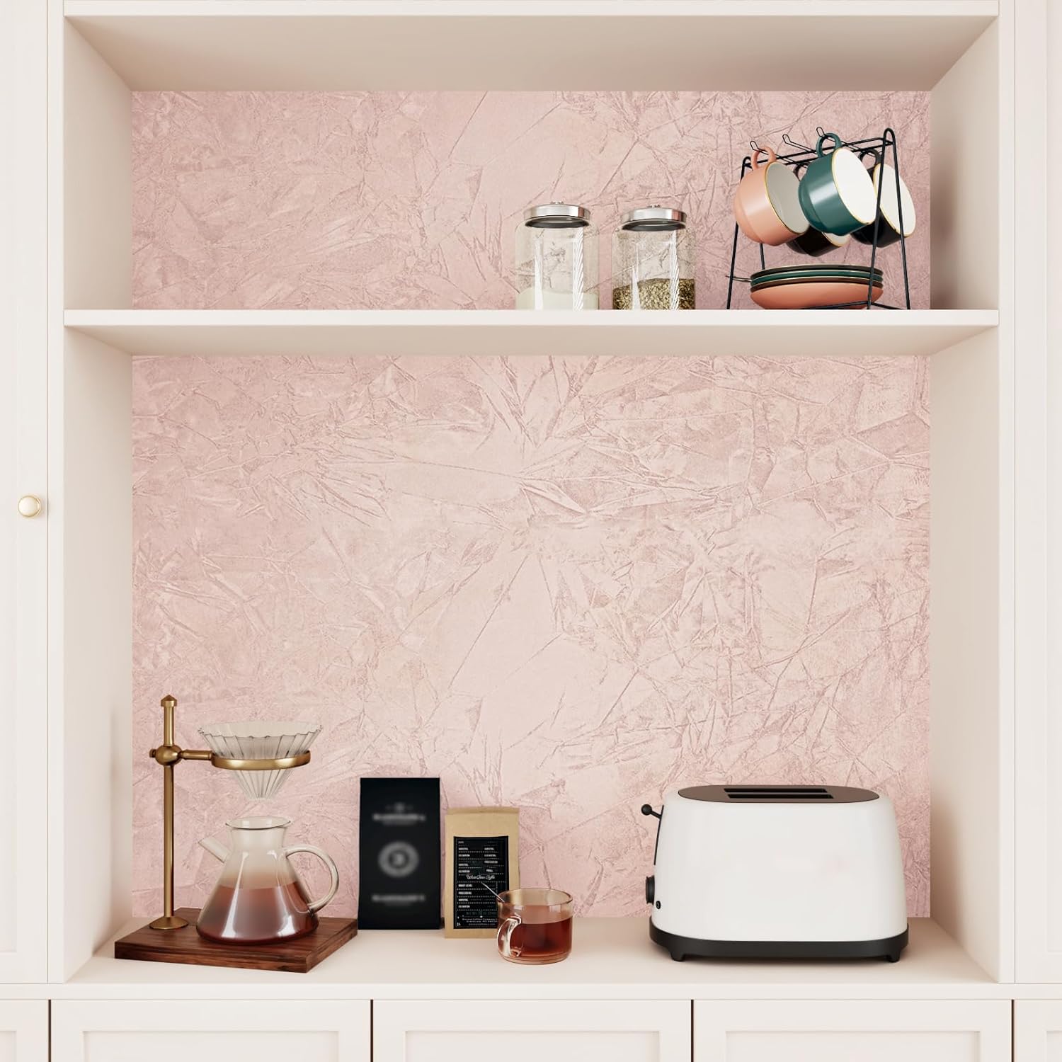WESTICK Dusty Pink Velvet Drawer Liner for Jewelry Box Cabinets 394 x 15.8 inches Velvet Flock Back Paper Liner Self Adhesive Textured Pink Felt Fabric Wallpaper for Bedroom Dresser Shelf Liner