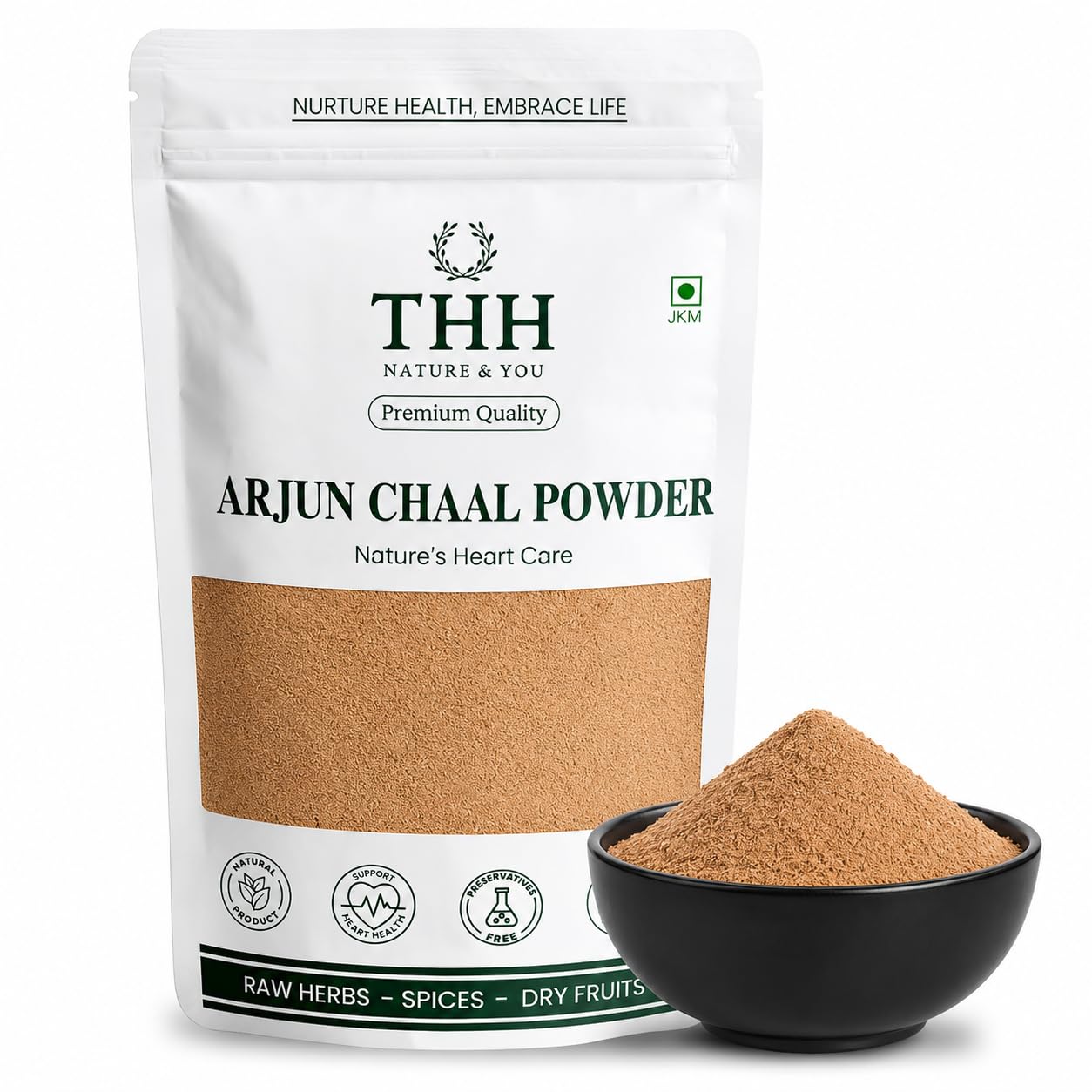 THH Organic Arjun ki Chaal Powder (1Kg) | Terminalia Arjuna - Double Filtered 100% Arjun Bark Fine Powder