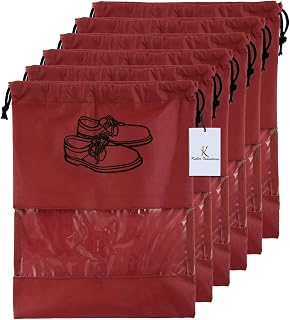 Kuber Industries 6 Piece Non Woven Travel Shoe Cover, String Bag Organizer, Maroon -CTMTC039494 Price In India