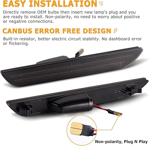 Miniatura 10 de Gempro Luces reflectoras de parachoques trasero para Ford Mustang 2015-2017 Led rojo luces traseras freno luz ahumado, 2 unids