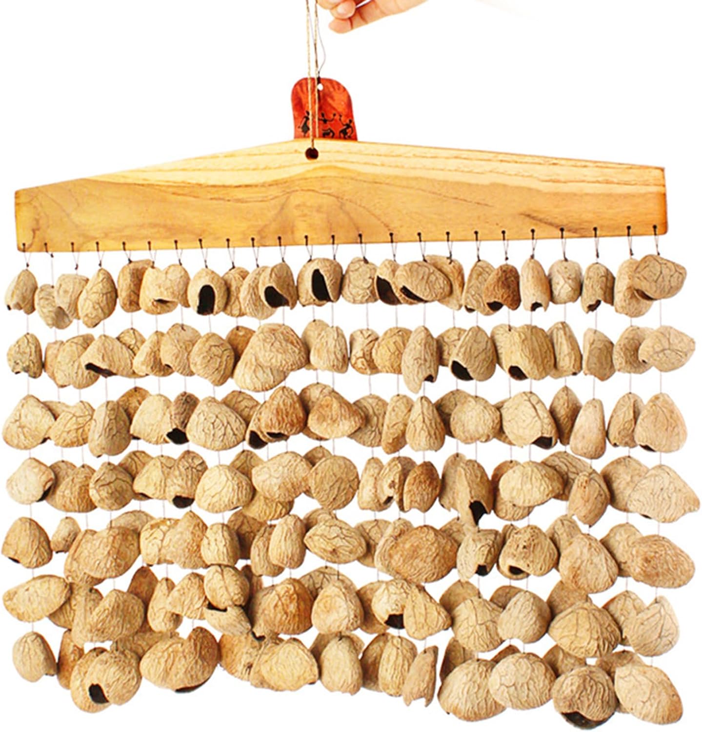Natural Sound Musical Instrument, Natural Fruit Shell Sound Beam Bell, 168 Natural Nut Shell Production, Sound Beam 50cmx45cm, Clear Loud, for Relaxation, Meditation, Mindfulness