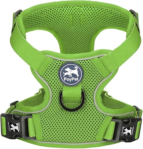 Miniatura 8 de PoyPet chaleco reflectante de malla suave transpirable para perro sin estrangulamiento doble acolchado con cuello y pecho ajustables