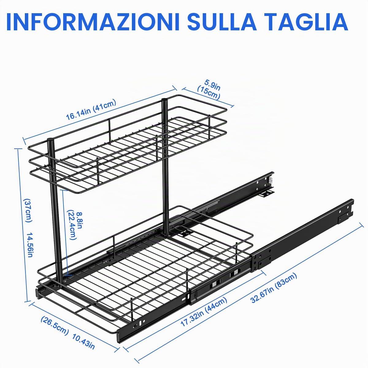 FANHAO Organizer Sottolavello da Cucina a 2 Livelli, Portaoggetti, Ripiano Multiuso per Bagno, Nero