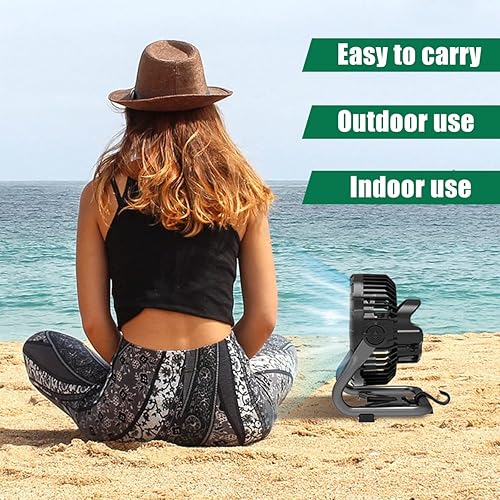 Miniatura 5 de Hitish Ventilador de camping con linternas LED, ventilador de 7800 mAh, recargable, funciona con pilas, con banco de energía, motor sin escobillas,