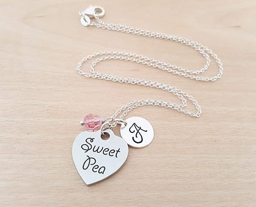 Sweet Pea Charm Necklace - Personalized Sterling Silver Jewelry