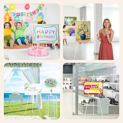 Vista 36 de Caballete negro de 3 piezas para soporte de letrero de boda, caballete de arte ligero ajustable de 66 pulgadas para exhibición, letrero de boda