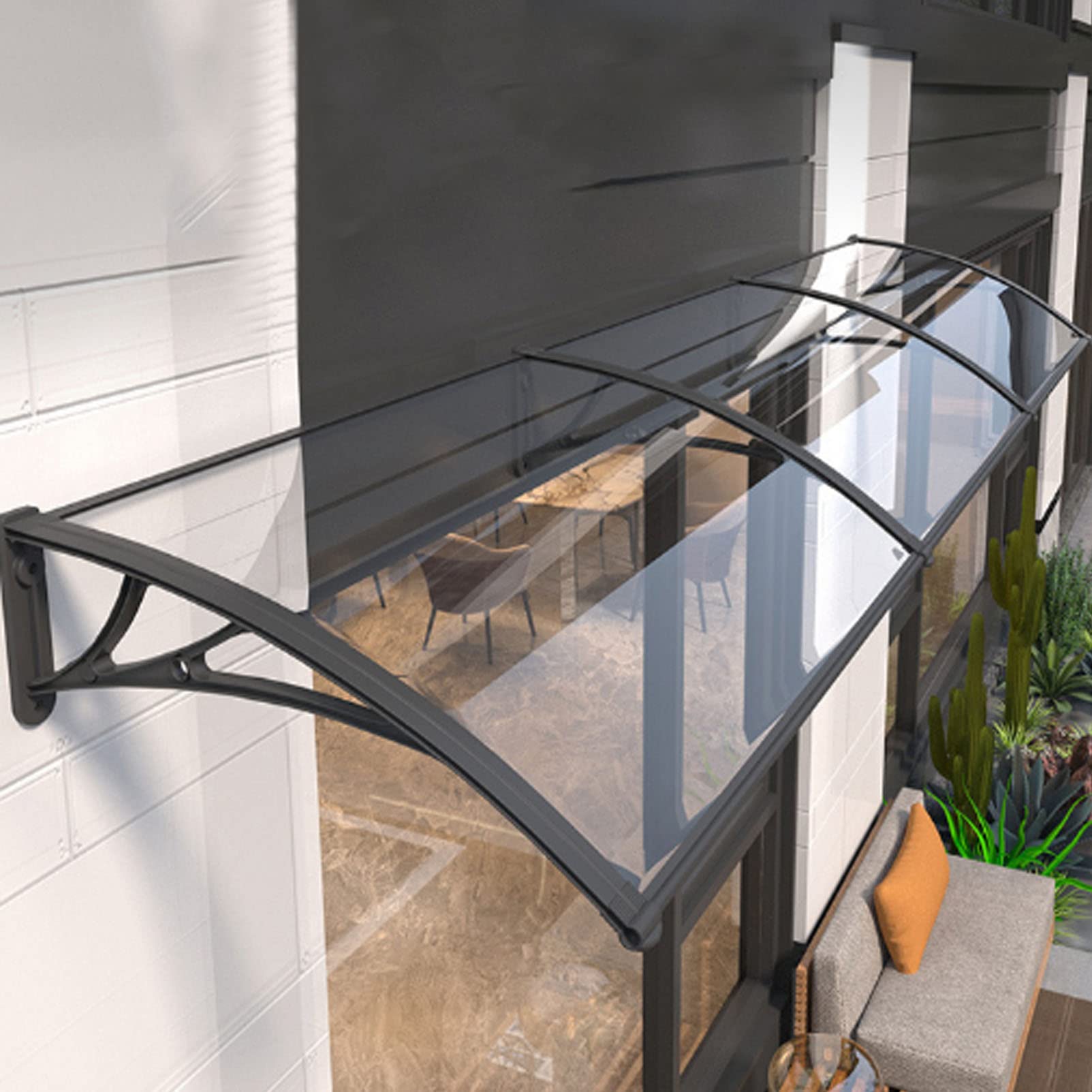 Auvent de porte d'extérieur imperméable 80x80 cm pour porche