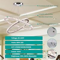 Finktonglan modern LED csillár távirányítóval ovális mennyezeti lámpa 2 gyűrű 3 színű fényerőszabályozható nappali étkező hálószoba 6