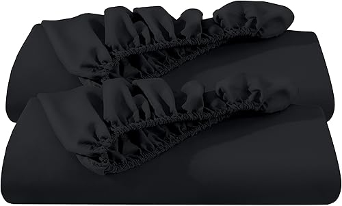 Miniatura 1 de Bare Home Paquete de 2 sábanas bajeras bajeras tamaño individual XL, microfibra 1800 ultra suave resistente a las arrugas, bolsillo profundo