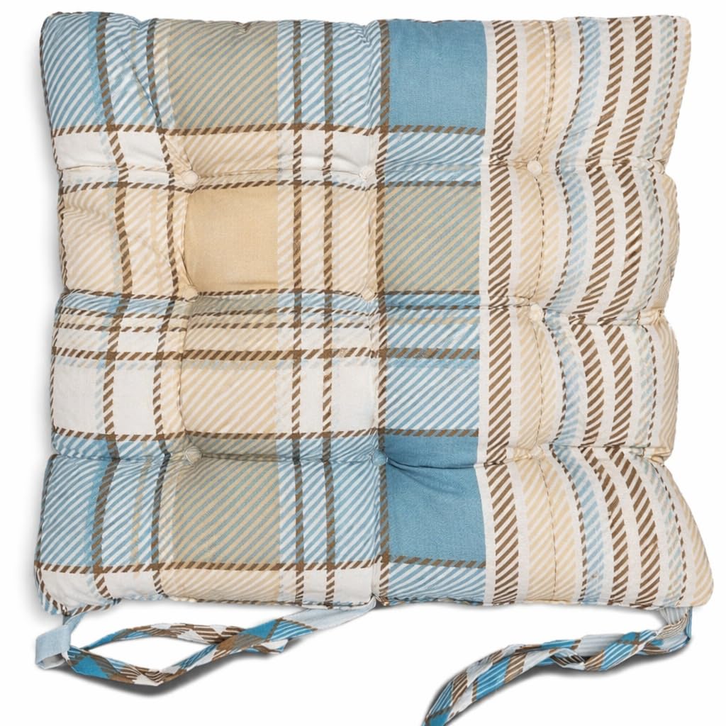 cushion mania Chair Pads for Dining Chairs – Soft Padded Seat Cushions with Secure Fit – Comfortable Chair Seat Pads for Kitchen, Office & Garden Chairs (Striped Blue, 2) — image 1