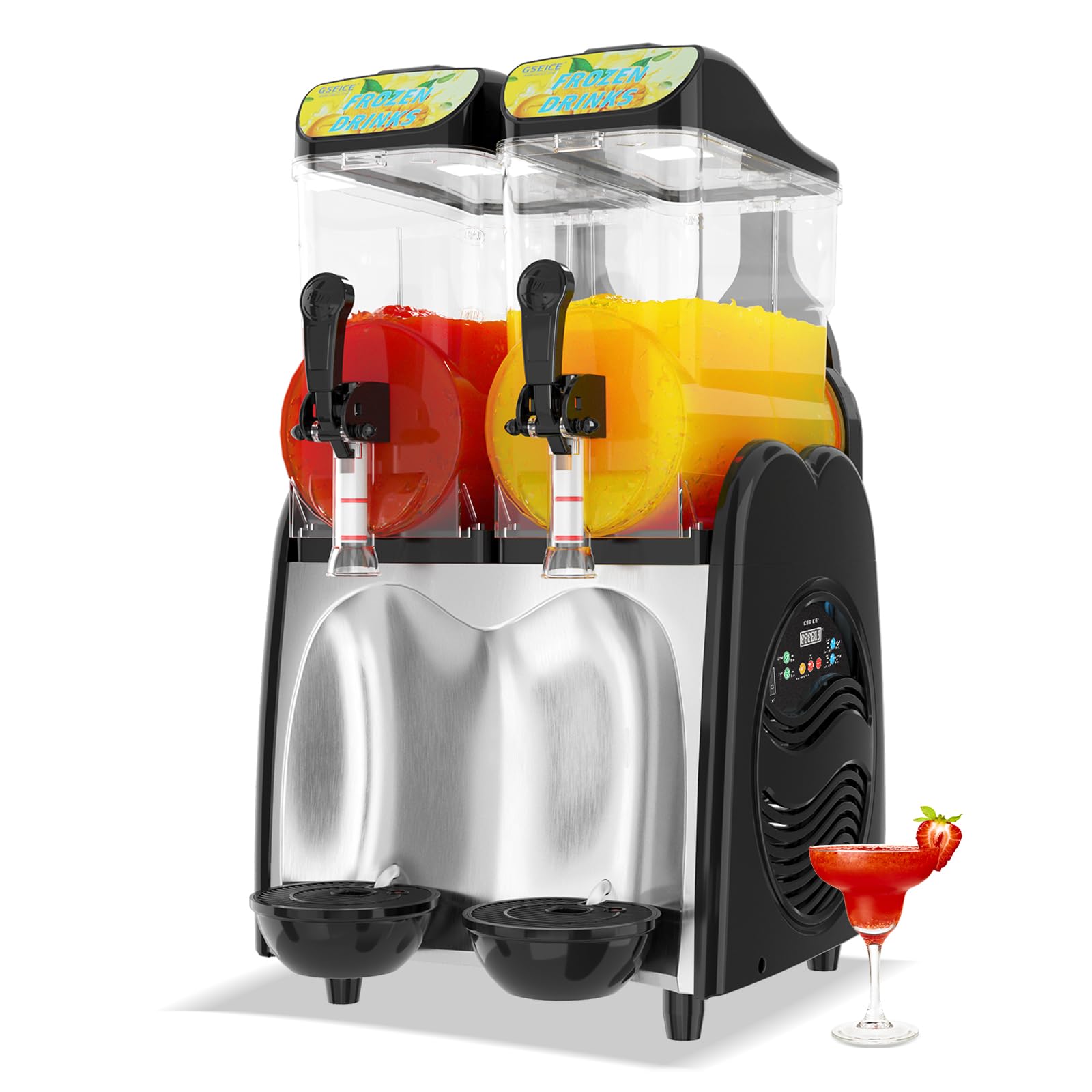 GSE Slush Maschine für Gewerbe, Zuhause Frozen Drink Maker, kein Eis nötig, schnelles Einfrieren, 12Lx2 groß Kapazität Slusheis Eismaschine für Cocktail, Margarita Für Party, Café, Restaurants, Bars