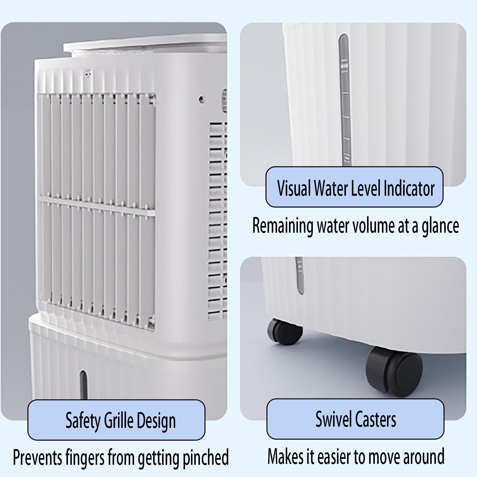 Climatizador Evaporativo con Control Remoto,32L Extraíble Gran Depósito de Agua,Bajo Consumo,Aire Acondicionado Portátil sin Tubo,Temporizador 12H,Panel Táctil,3-Velocidades,Doméstico