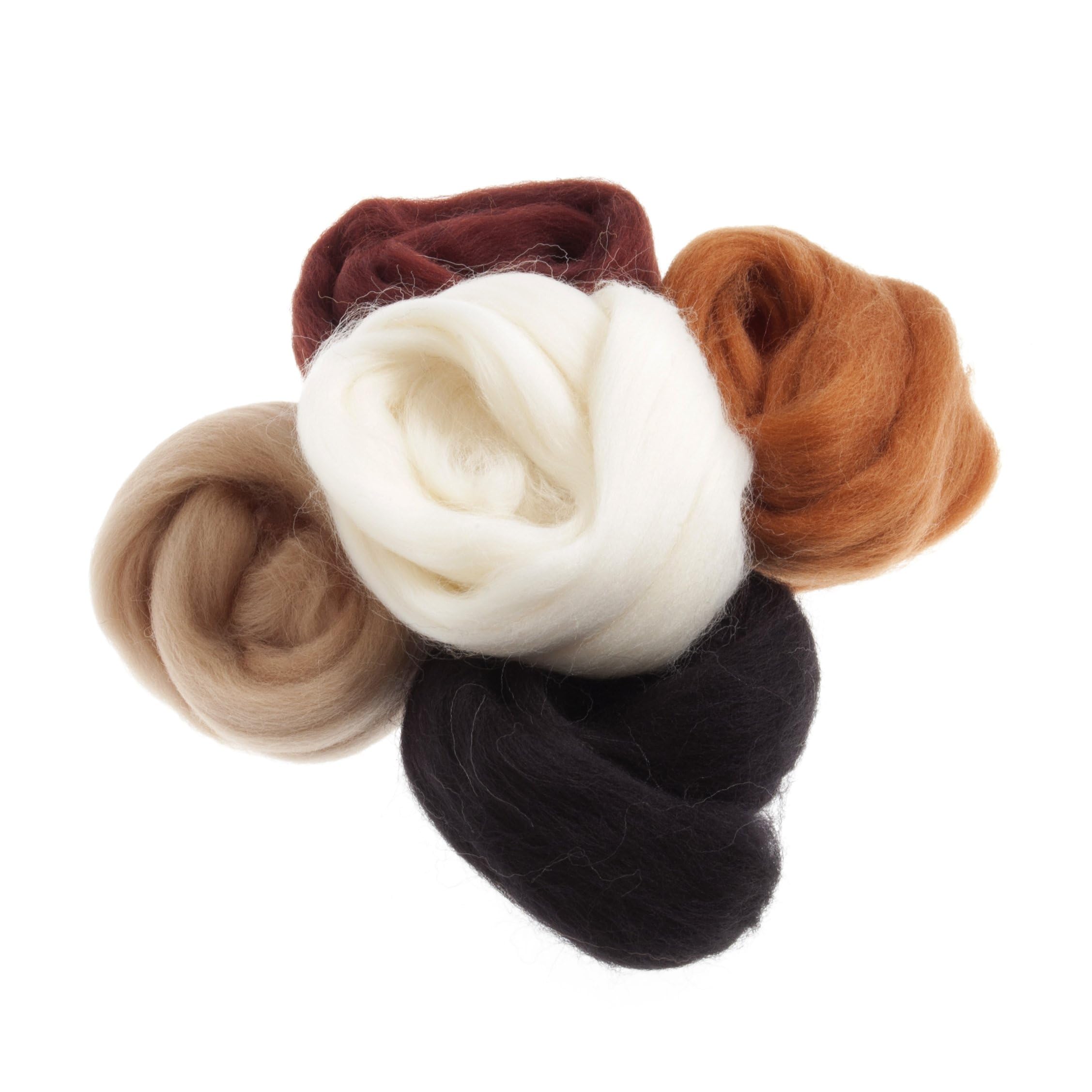 Trimits Brown Natural 100% Wool Roving For Needle Felting 50G - Assorted S