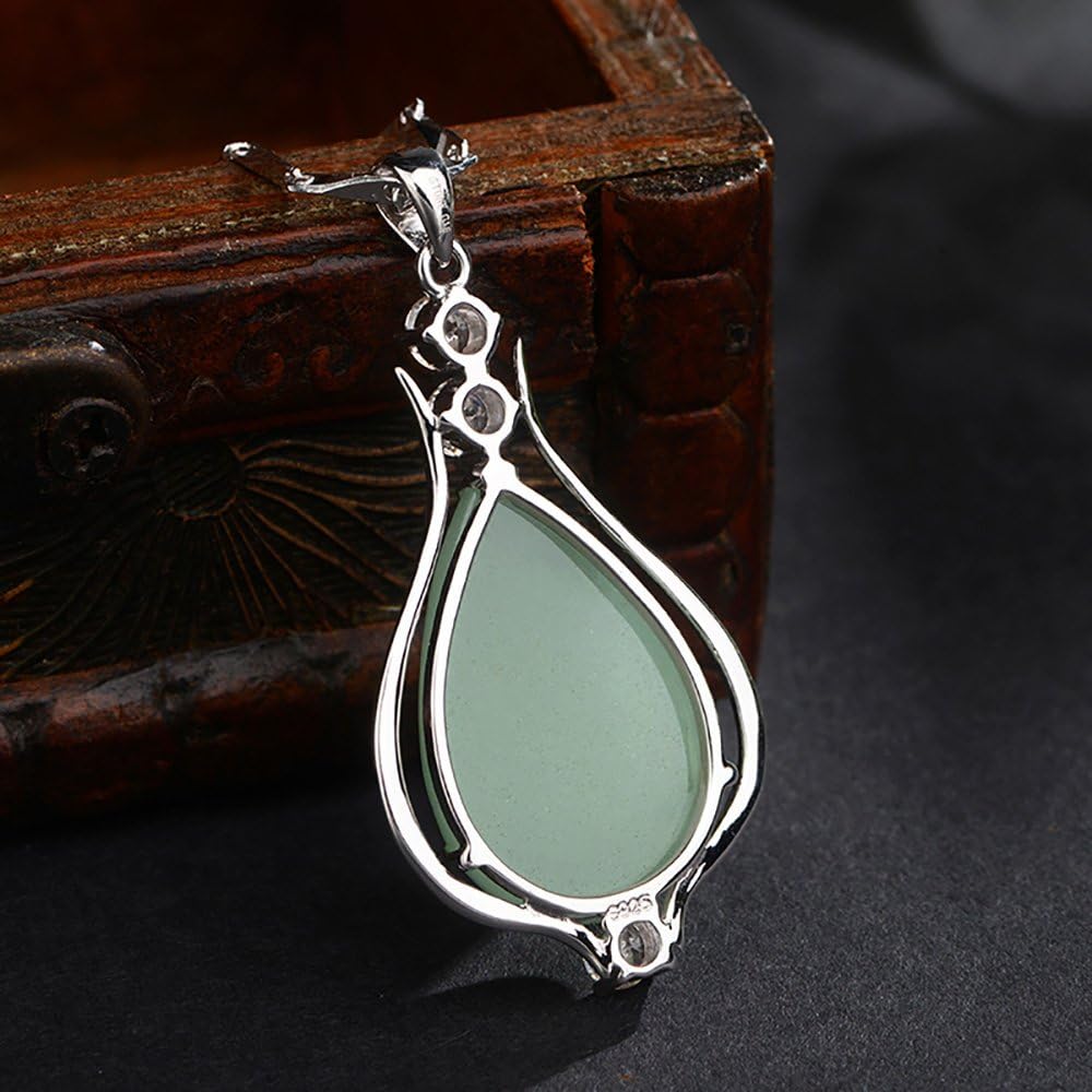iSTONE 925 Sterling Silver Natural Crytral for Womens Pendant Necklace, Gemstone Birthstone with 17.8" Silver Chain Ladies