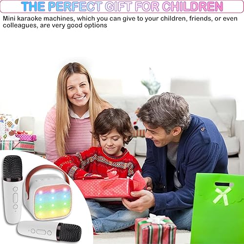 Miniatura 6 de Mini máquina de karaoke para niños y adultos, juguetes para niños y niñas, regalos para niñas y niños, altavoz Bluetooth con 2 micrófonos