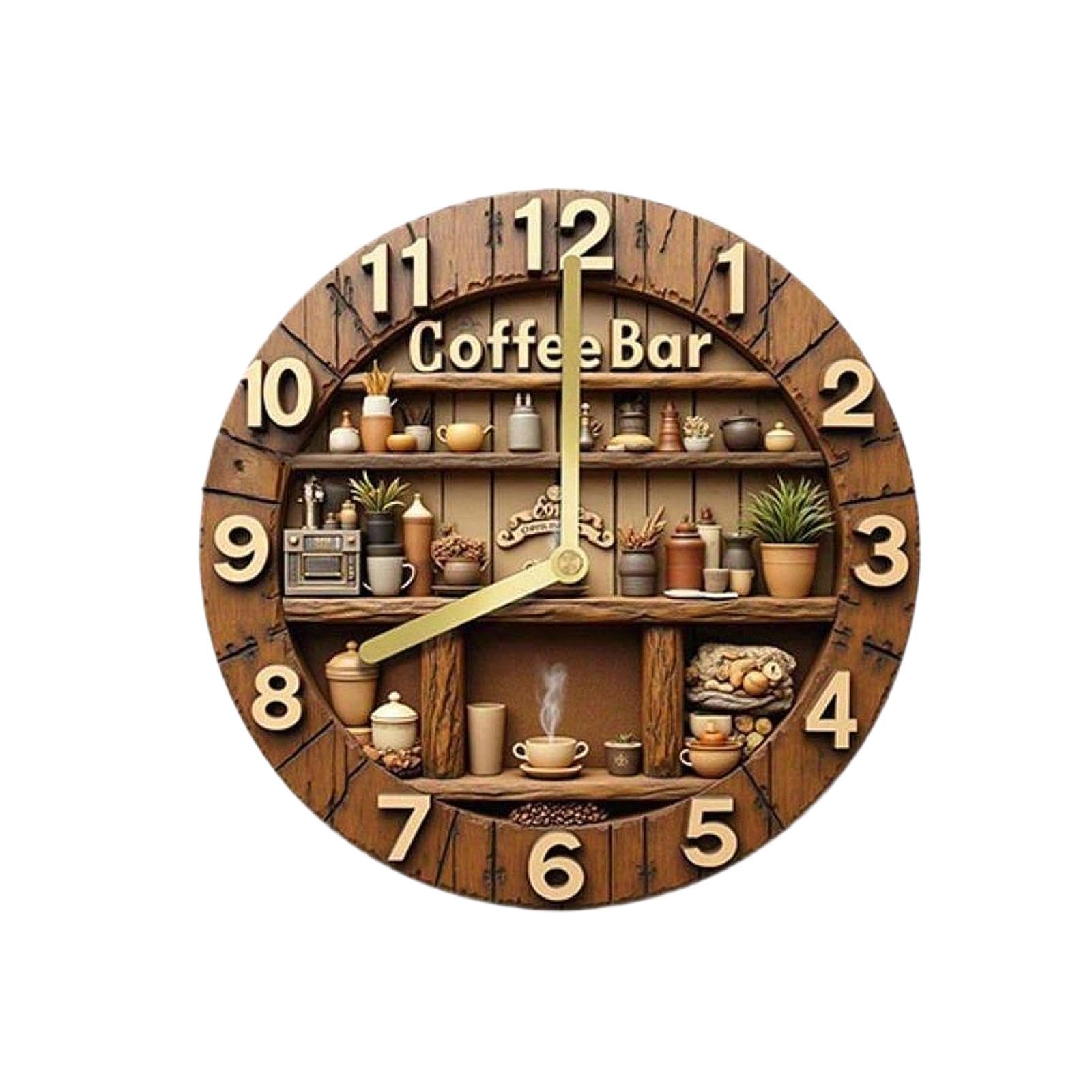 Horloge murale café en bois Baoblaze de 25cm pour décorer la cuisine