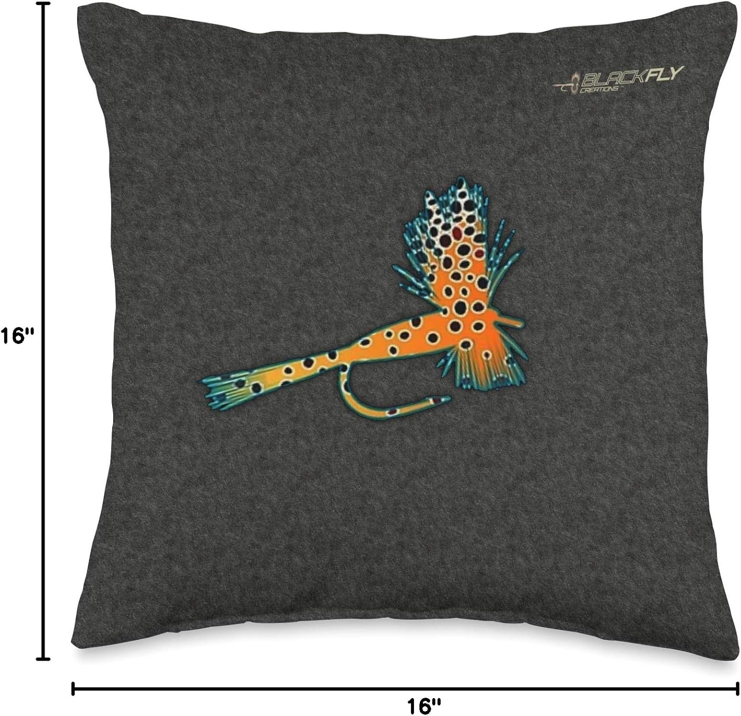 Fly Fishing Pillows Home Rv Decor Trout Caddis Black Fly Throw Pillow