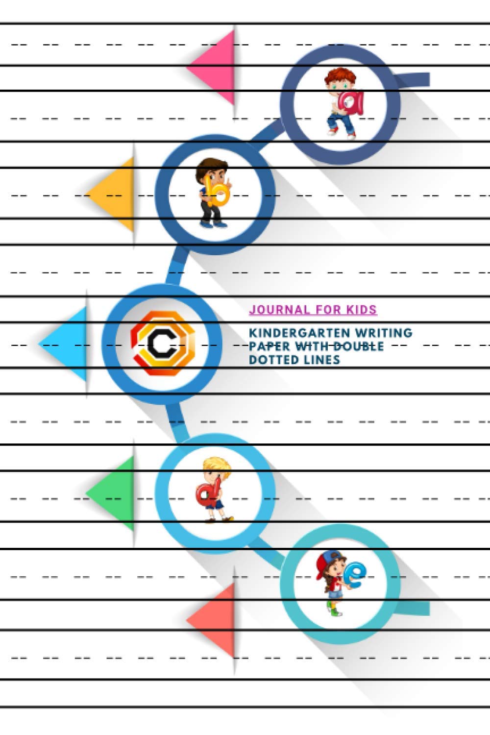 JOURNAL FOR KIDS: Kindergarten Writing Paper With Double Dotted Lines, 6"x9" 100 Blank Pages