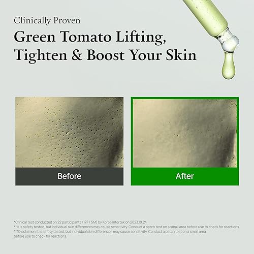 Vista 5 de FULLY Suero de tomate verde, apriete de poros con 67% de extracto de tomate verde, vitamina C y PHA, refuerzo de elastciudad e hidratación