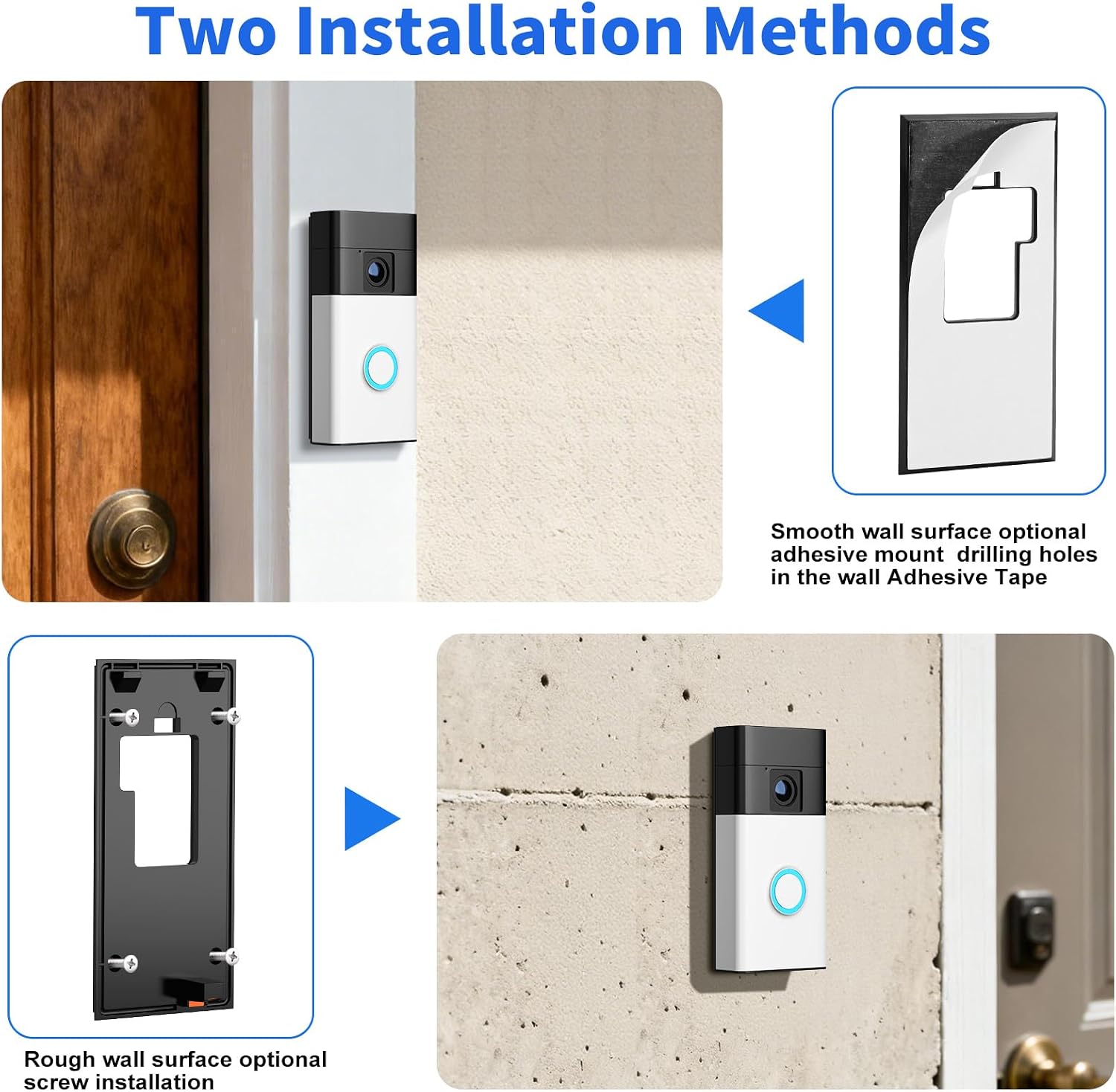 No-Drill Mount Compatible with Ring Battery Doorbell (2024 Release),Ring Doorbell Mounting Holder Bracket for Apartments Office Houses(1 Pack) - 4