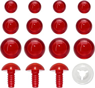 BESTCYC 1Box120pcs10mm/15mm/20mm Red Plastic Safety Eyes Crystal Craft Crochet Doll Eyes with Washers for DIY Making or Repair of Amigurumi Stuffed Animal,Doll,Crochet, Supplies