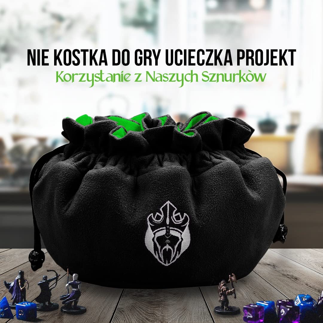 CardKingPro Ogromna - Wersja OCD - Torba na Kości z 15 Kieszeniami - Czarna i Zielona - Pojemność 200+ Kości - Świetna dla Kolekcjonerów [Opatentowany Design]