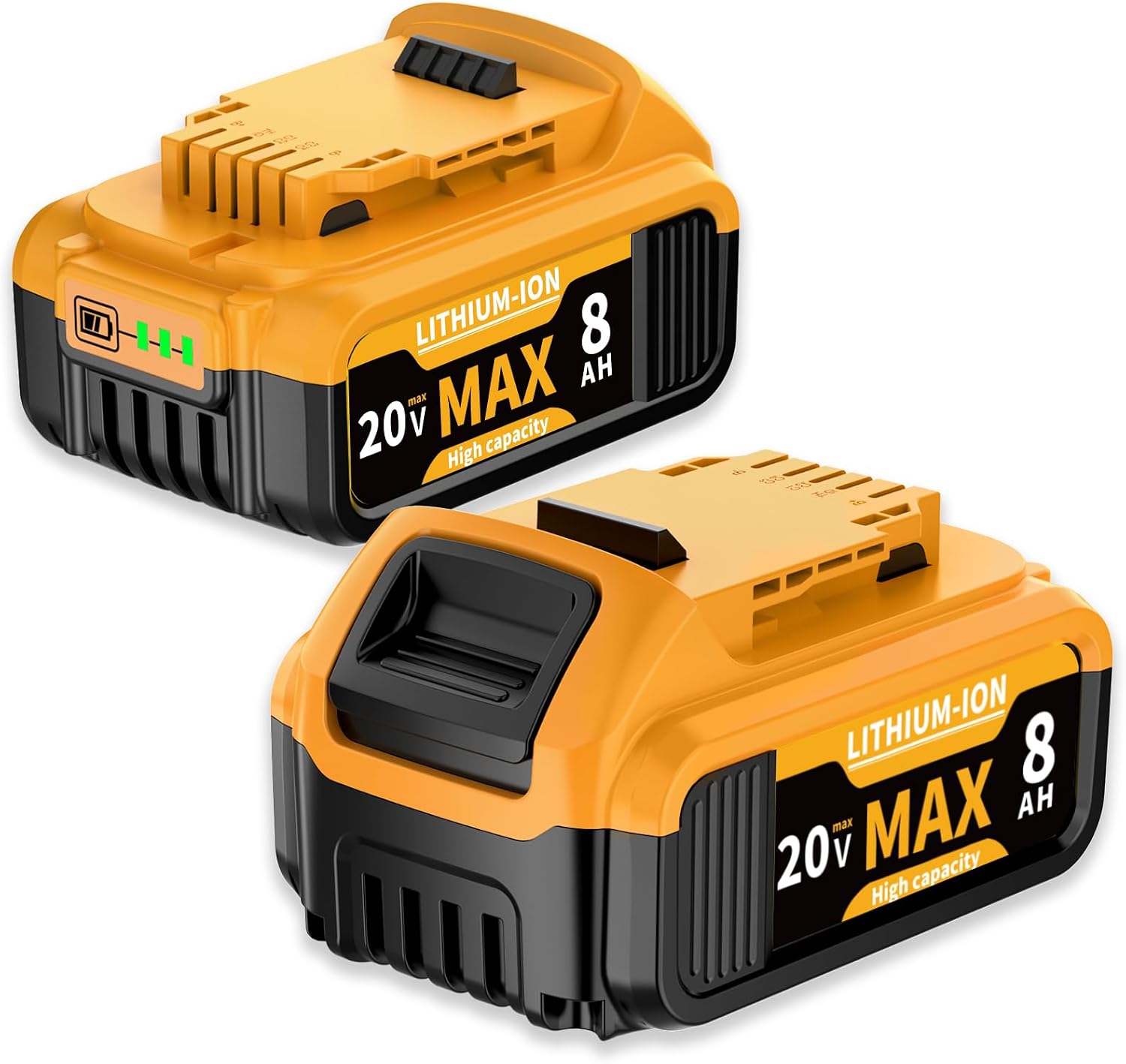 20V Max 8000mAh Battery Compatible with Dewalt DCB200 Batteries | LED Indicator, for DCB203 DCB207 DCB208 DCD/DCF/DCG Series 20V Replacement Batteries Cordless Power Tools Original Chargers