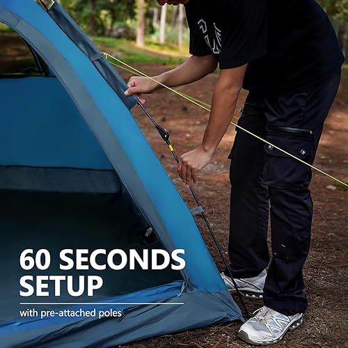 Miniatura 6 de Moon Lence Tienda de campaña instantánea desplegable para 4 a 5 personas, tienda de campaña portátil, impermeable, resistente al viento, para