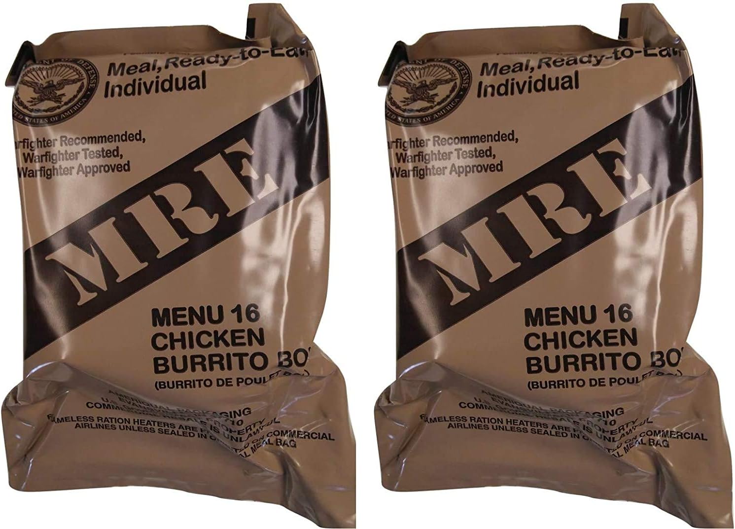 MREs (Meals Ready-to-Eat) Genuine U.S. Military Surplus Assorted Flavor (2-Pack)