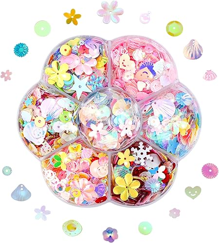 Miniatura 1 de 1 caja de lentejuelas y lentejuelas para manualidades, lentejuelas multicolor para niños, suministros de lentejuelas para hacer joyas, ropa hecha a