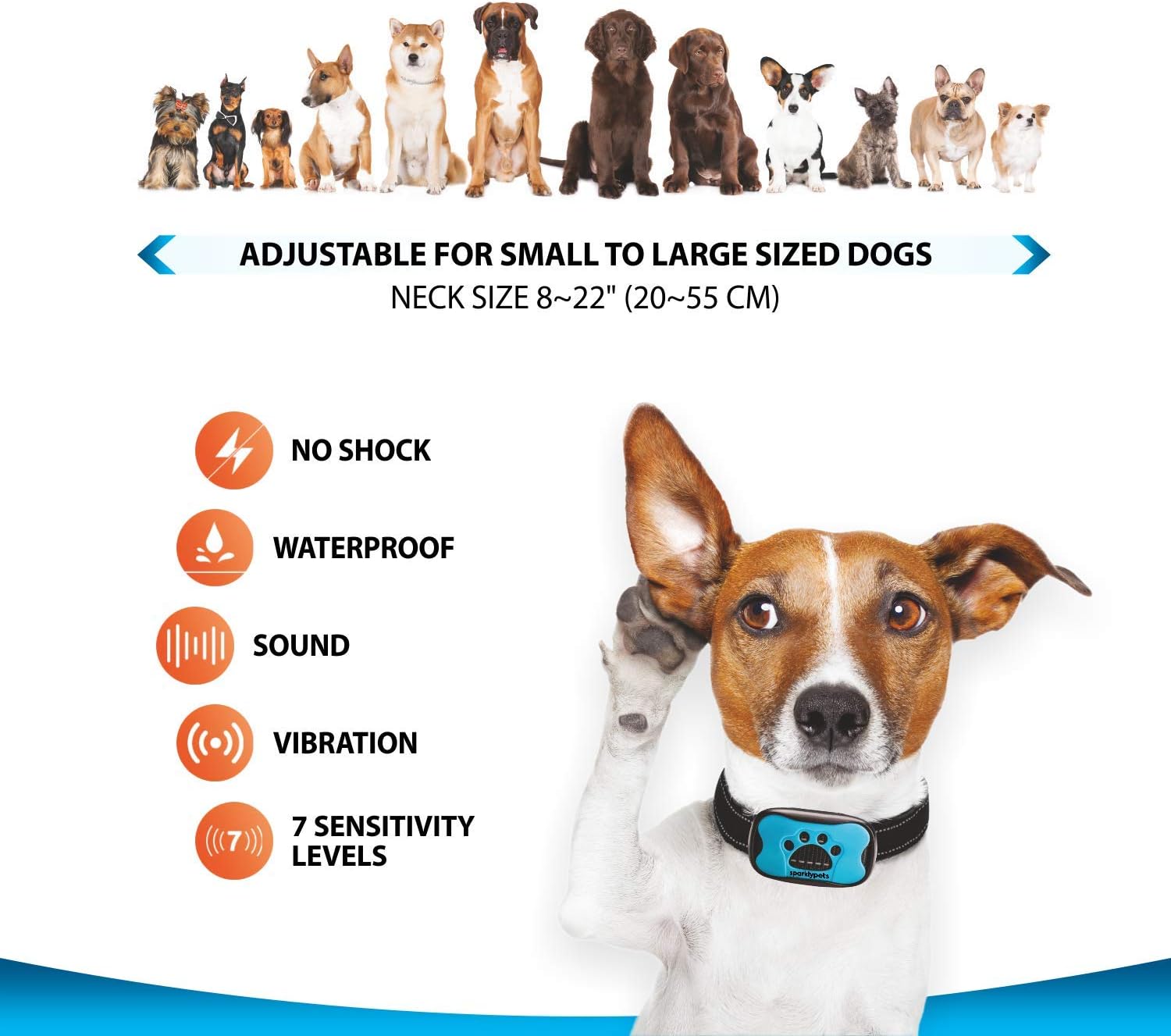 Humane Dog Bark Collar 2 Pack Anti Barking Training Collar Vibrating, No Shock Stop Barking for Medium Large Dogs Excessive Barking Pet Corrector