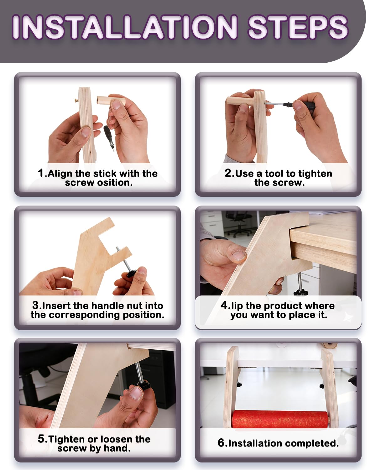 Dispensador de rollos de papel de mesa de 4 a 18 pulgadas: soporte de rollo de papel de madera para manualidades que se adapta a mesas de 0.47 a 1.97 pulgadas y dispensador de rollos de 6.3 pulgadas